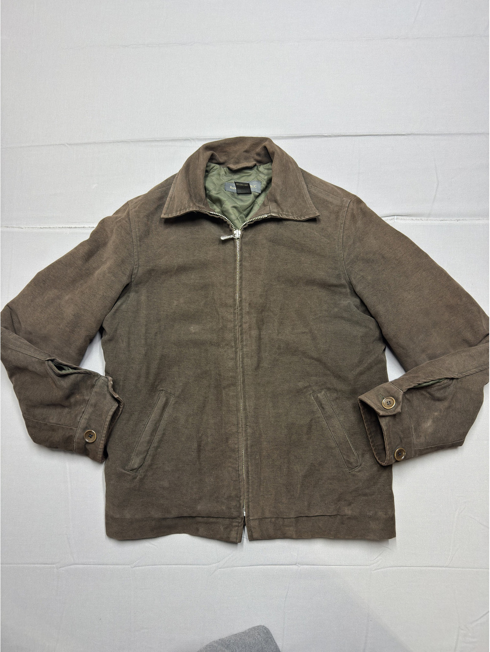 Banana Republic Mens Vintage Quilted Lined Cotton Canvas Jacket XS Brown 90's